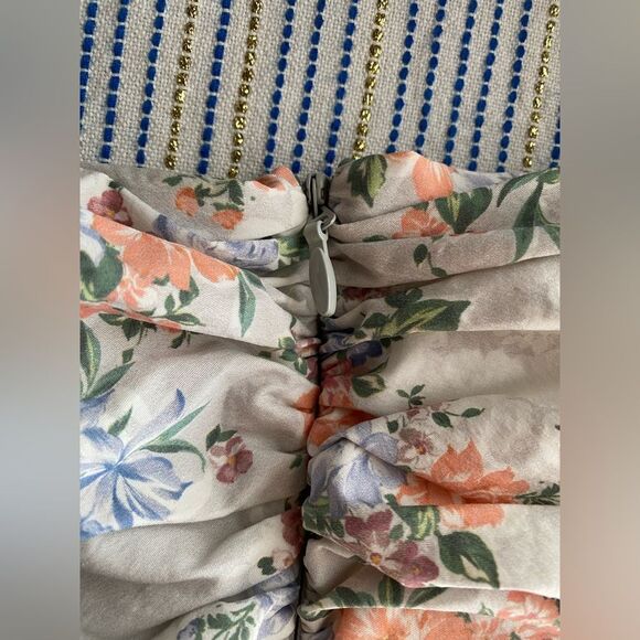 HOUSE OF CB London Kara Floral Mini Dress Ruched LaceUp Ruffle Sleeve Bodycon XS - Picture 11 of 17